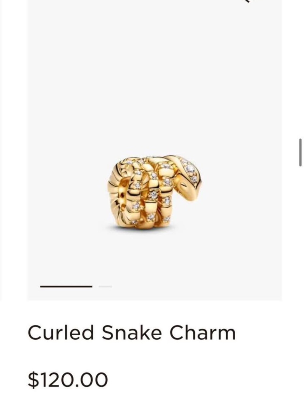 Pandora gold snake charm